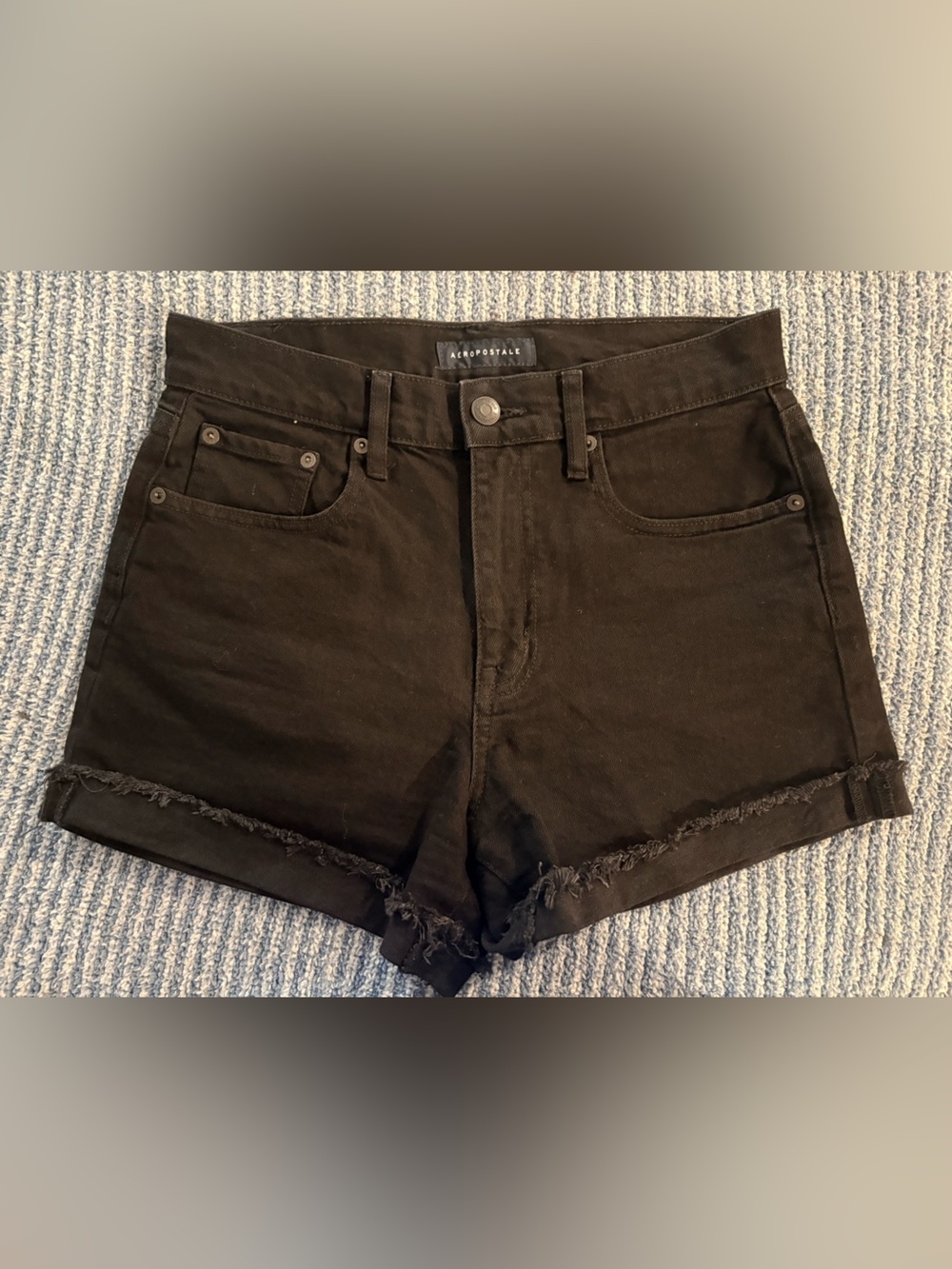 Aeropostale Black Frayed Hem Denim Shorts